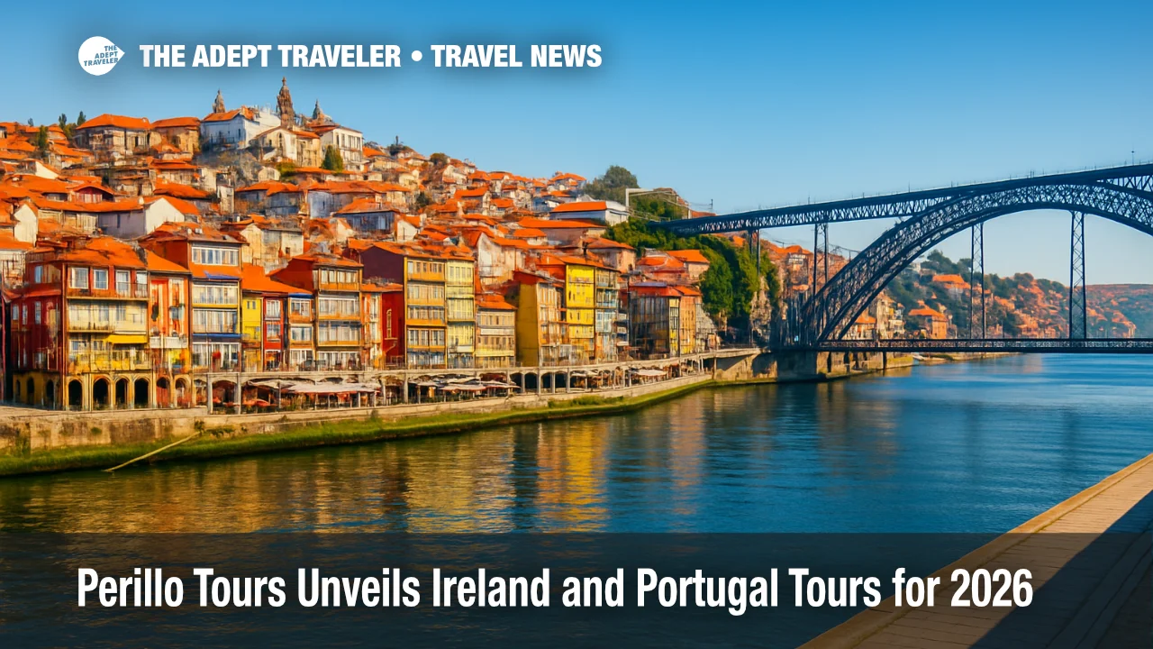 ibrant coastal view of Porto's Ribeira and the Dom Luís I Bridge in bright late morning light along the Douro River.