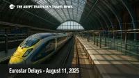 Eurostar e320 waits beneath St Pancras’ glass roof as travelers face eurostar delays and scattered cancellations during peak summer travel.