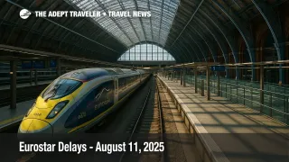 Eurostar e320 waits beneath St Pancras’ glass roof as travelers face eurostar delays and scattered cancellations during peak summer travel.