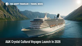 Crystal Serenity glides into the Bay of Kotor as part of A\&K Crystal cultural voyages, highlighting small-group luxury touring.
