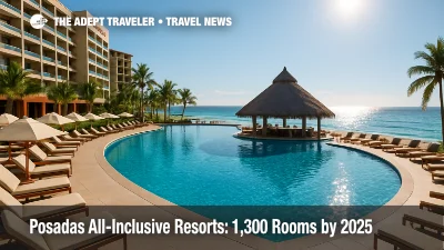 A sunlit beachfront pool deck at a Posadas property highlights the growth of Posadas all inclusive resorts across Mexico and the Caribbean.