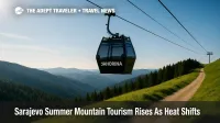 Jahorina gondola glides above a green ridgeline near Sarajevo, highlighting Sarajevo summer mountain tourism as a cooler inland alternative.