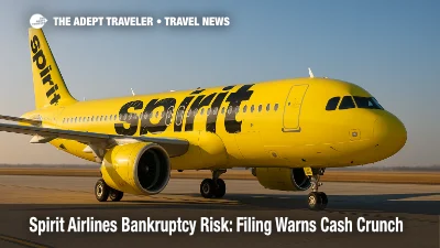 A Spirit Airlines A320neo on the ramp under clear skies illustrates the going concern warning amid the Spirit Airlines bankruptcy.
