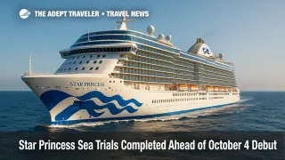 Star Princess on Adriatic sea trials off Monfalcone, highlighting Sphere class design and LNG propulsion during the Star Princess sea trials milestone.