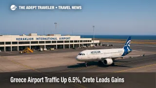 A busy ramp at Heraklion International Airport highlights Crete passenger growth as Greece airport traffic expands during the 2025 summer peak.