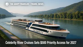 A sleek Celebrity River Cruises concept vessel glides along the Danube, highlighting an all-inclusive, Edge-inspired river cruise experience launching in 2027.