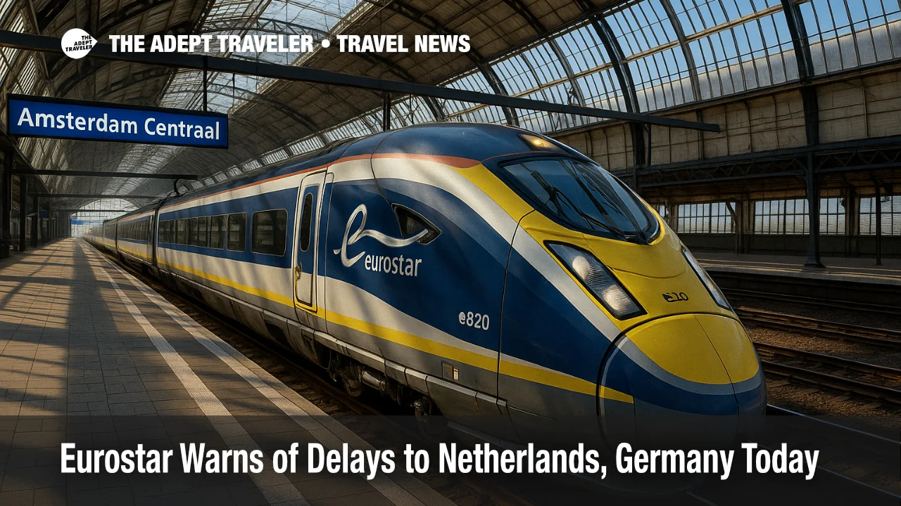 Eurostar e320 stands at Amsterdam Centraal as travelers face Eurostar delays to the Netherlands and Germany on August 18.