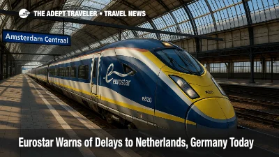 Eurostar e320 stands at Amsterdam Centraal as travelers face Eurostar delays to the Netherlands and Germany on August 18.