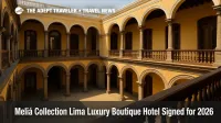 A restored colonial courtyard in Lima's historic center, reflecting a luxury boutique hotel ambiance near the Plaza de Armas.