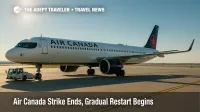 An Air Canada jet pushes back at Toronto Pearson during the post-strike recovery, illustrating refunds, rebooking, and the Air Canada strike restart.