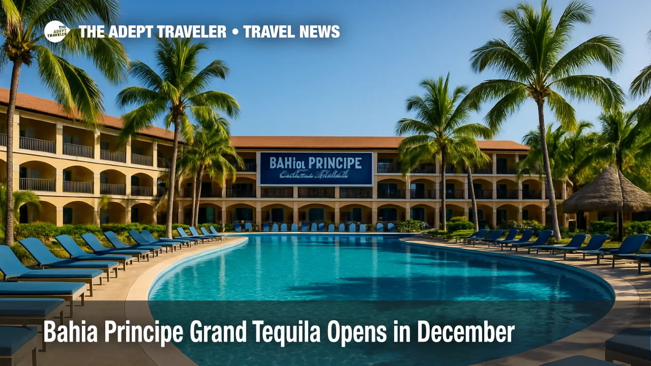 A palm-lined adults-only pool scene at a Riviera Maya all-inclusive, previewing the Bahia Principe Grand Tequila experience within the Hyatt Inclusive Collection.