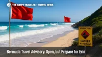 Red flags snap above South Shore surf as Hurricane Erin brings dangerous swell under Bermuda travel advisory guidance.