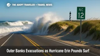 Powerful high surf and storm surge threaten N.C. 12 near Cape Hatteras during Outer Banks evacuations this week.