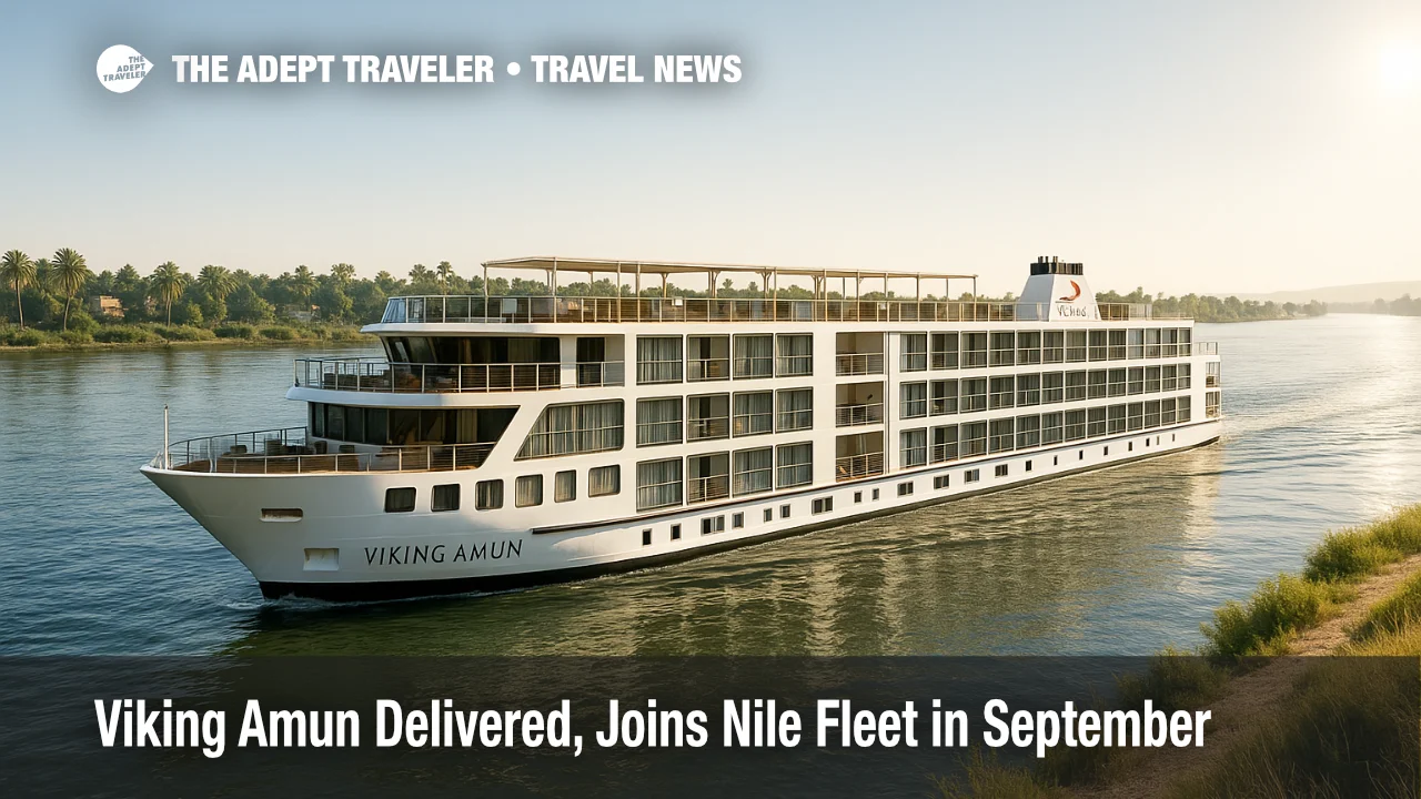Viking Amun sails the Nile with 82-guest capacity, showcasing Scandinavian design on a popular Egypt river cruise itinerary.