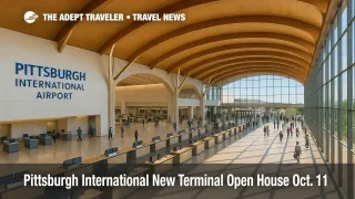 Visitors explore Pittsburgh International's new terminal during the community open house, a preview of the airport's fall 2025 opening.