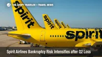 A row of Spirit Airlines A320neo tails at FLL under bright skies, illustrating a liquidity crisis and the spirit airlines bankruptcy storyline.