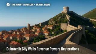 An elevated view of Dubrovnik City Walls and the Walls of Ston highlighting restoration funded by tourism revenue and the Dubrovnik Pass.