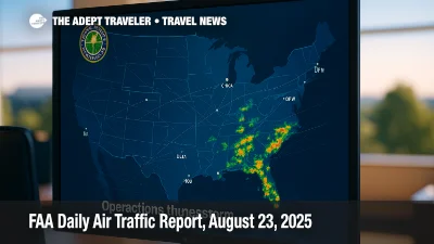 FAA command center display shows Florida convection and reroutes, illustrating Airspace Flow Program and ground delay program in the FAA daily air traffic report.
