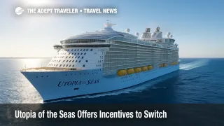 Royal Caribbean’s Utopia of the Seas at sea near Nassau as the line offers incentives to switch stateroom categories.