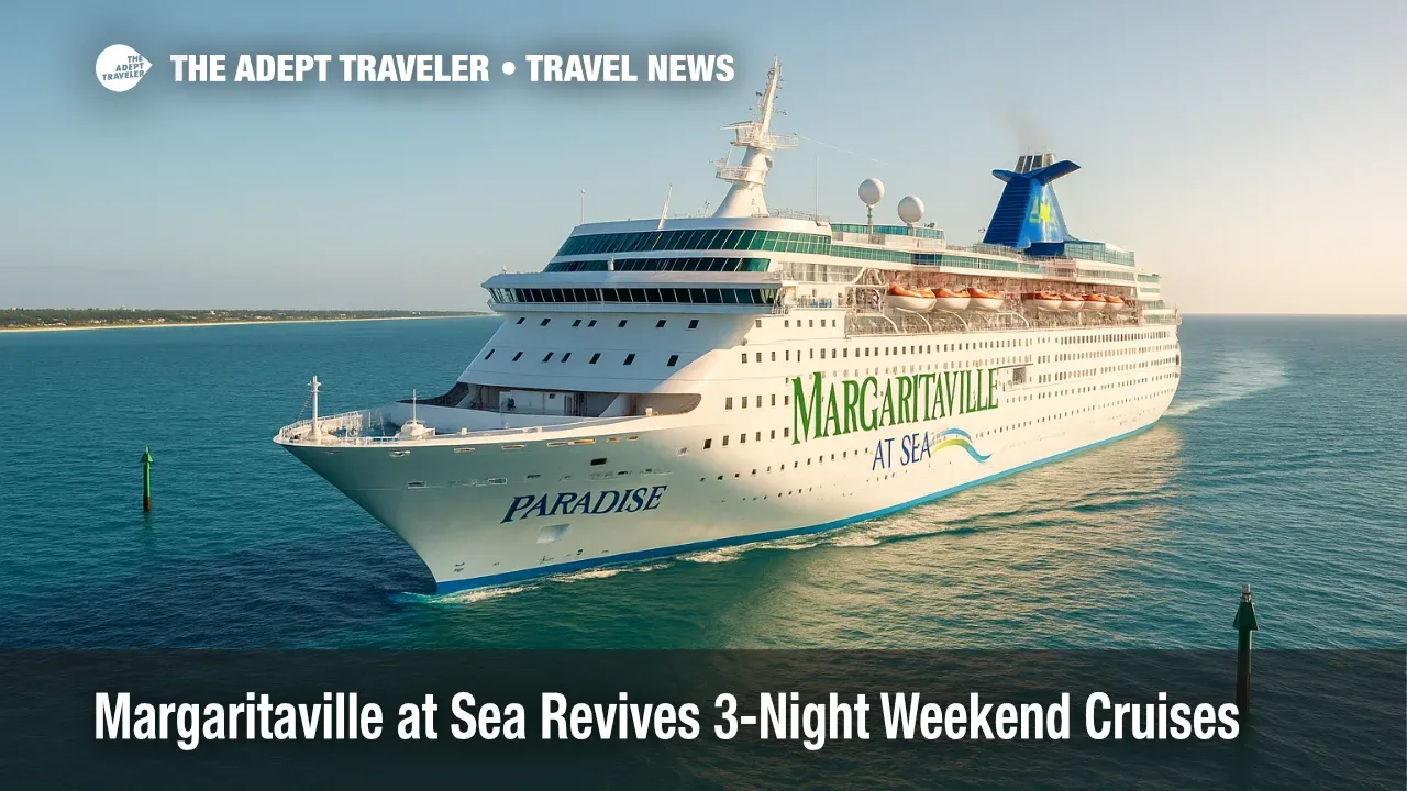 The Margaritaville at Sea Paradise sails from Palm Beach on a three-night Bahamas itinerary, highlighting Margaritaville at Sea weekend cruises.