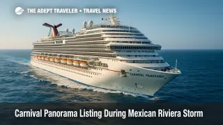 Carnival Panorama rides post-squall swells on a Mexican Riviera cruise, highlighting crew response after a brief Carnival Panorama listing.