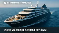 Emerald Kaia debuts April 4, 2026 with an 11-day Cyprus-to-Athens sailing as Scenic Group expands its small-ship luxury fleet; Emerald Raiya follows in 2027.