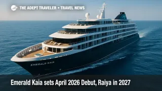 Emerald Kaia debuts April 4, 2026 with an 11-day Cyprus-to-Athens sailing as Scenic Group expands its small-ship luxury fleet; Emerald Raiya follows in 2027.