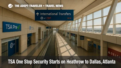 Wide view of DFW connection concourse showing streamlined transfers that illustrate TSA's one stop security pilot for faster international connections.