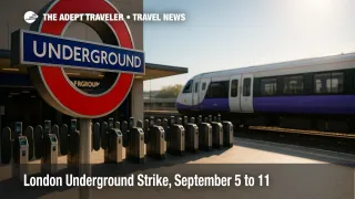 A busy London Underground entrance with an Elizabeth line train in view, illustrating alternatives during the London Underground strike.