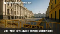 Police barricades line a street near Peru's Congress in central Lima as a precaution during small-scale mining protests, supporting this Lima protest travel advisory.