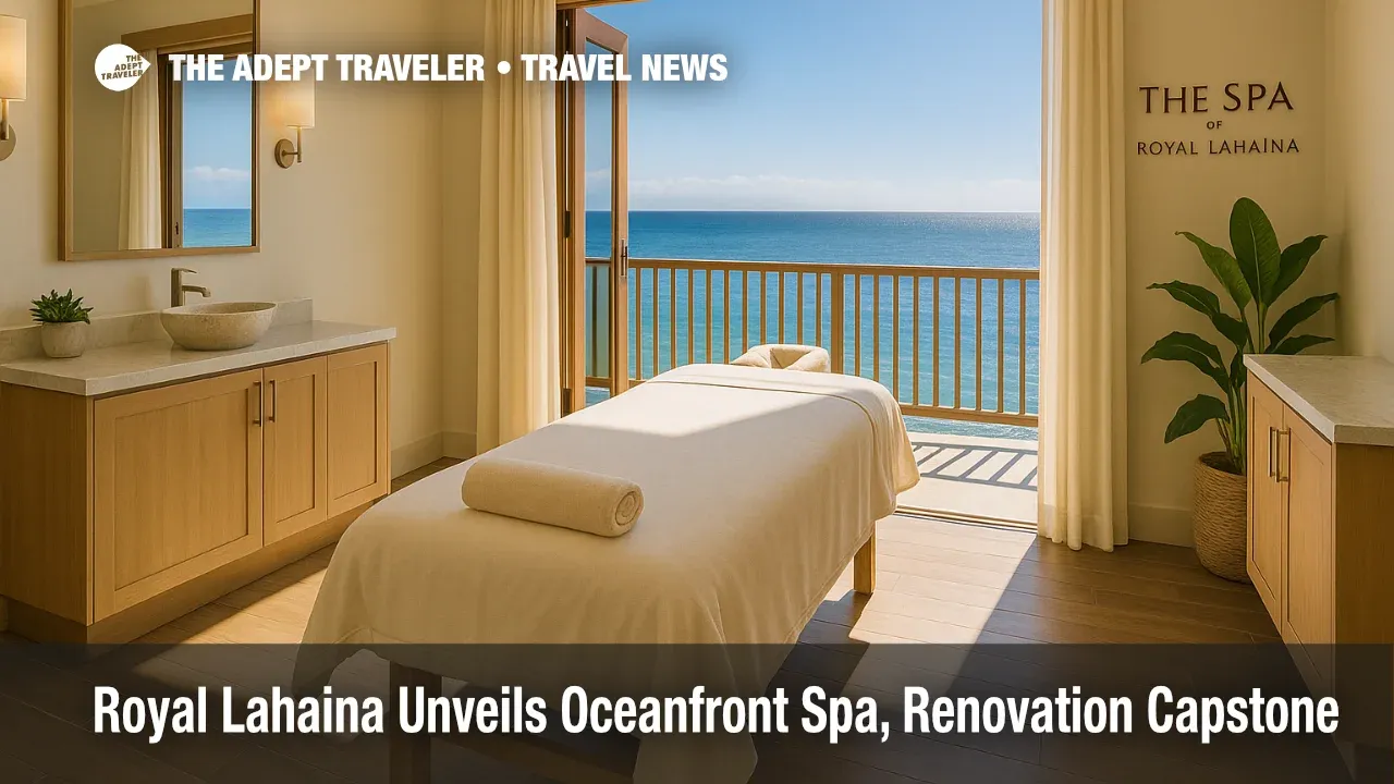 A serene oceanfront treatment suite at The Spa at Royal Lahaina, showcasing a Maui spa setting with open-air lanai and massage table.