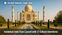 A traveler's-eye view of the Taj Mahal at midday, reflecting pool centered, illustrating InsideAsia India tours and cultural-adventure travel across six regions.