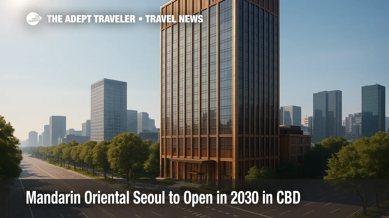 Rendering of boutique-style Mandarin Oriental Seoul in the CBD, showcasing André Fu interiors and luxury hotel amenities.