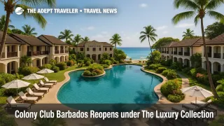 A lagoon-style pool fronts the beach at Colony Club Barbados, blending colonial architecture and modern luxury under The Luxury Collection brand.