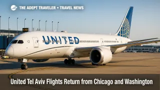United Tel Aviv flights resume, with a United 787 at Chicago O'Hare gate under clear skies, signaling new nonstop links from ORD and IAD.