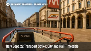 Milan metro entrance with ATM signage during a public transport strike, illustrating the Italy transport strike timetable and traveler planning windows.