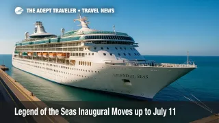 Legend of the Seas in port at Civitavecchia on a sunny morning, highlighting Icon-class scale and Western Mediterranean cruise debut.