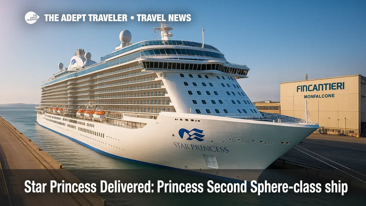 Star Princess, the Sphere-class cruise ship for Princess Cruises, alongside at Monfalcone after delivery, ready for Mediterranean cruises.