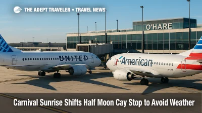 United and American aircraft at O'Hare gates on a clear day, illustrating the O'Hare gate reallocation and changing gate access.