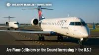 Two Delta Connection regional jets paused on a LaGuardia taxiway, illustrating ground-safety procedures amid questions about plane collisions on the ground.
