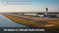 A wide view of DCA's Potomac approach and terminal, illustrating the FAA's updated D.C. helicopter routes and expanded separation buffers.
