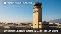 The Hollywood Burbank tower and ramp under clear skies, illustrating an ATC Zero tower staffing gap and its network ripple effects.