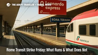 Roma Termini platforms with Leonardo Express signage guide travelers seeking airport links during the Rome transit strike.