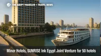 Modern luxury hotel and premium Nile cruise ship on Cairo's riverfront, illustrating the Minor Hotels Egypt joint venture and Anantara expansion.