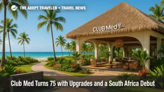 Open-air lounge at a Club Med beachfront resort with bohemian décor, showcasing Punta Cana renovations and the brand's 75th-anniversary expansion.