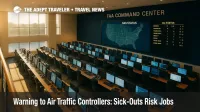 FAA Command Center operations floor during shutdown, illustrating air traffic controllers staffing strain and metered arrivals impacting U.S. flight delays.
