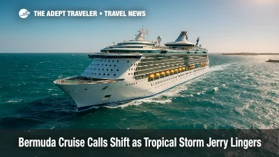 Royal Caribbean ship meets rough Atlantic swells near Bermuda as Tropical Storm Jerry prompts a Bermuda cruise itinerary change.