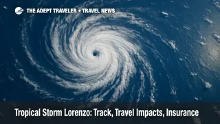 A compact tropical storm circulates over the central Atlantic with banding and whitecaps, illustrating Tropical Storm Lorenzo and open-ocean conditions.