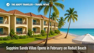 Beachfront villas on Reduit Beach in Rodney Bay, showcasing Sapphire Sands Villas with oceanview balconies for family-friendly St. Lucia travel.