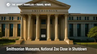 Visitors find locked doors and a closure notice at a Smithsonian museum, reflecting the Smithsonian museums closure during the federal government shutdown.